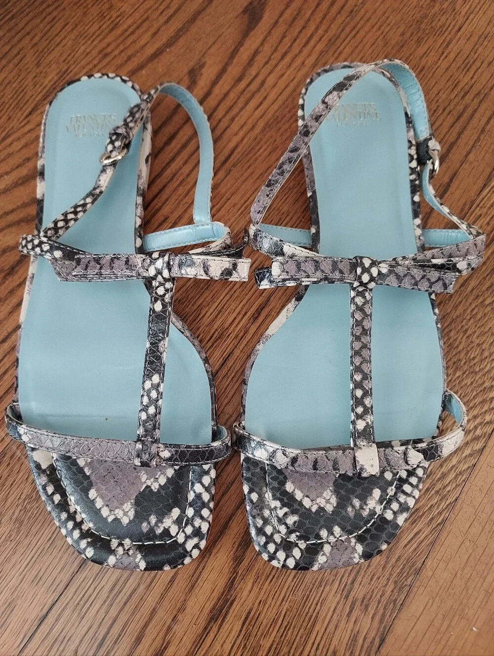 Frances Valentine Lily Snake Print Sandals 7